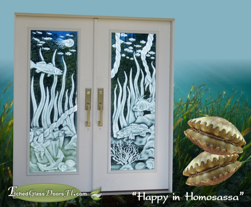 Aquatic Etched Glass Designs - Etched Glass Doors Florida