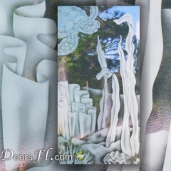 custom door glass design turtle swimming over coral