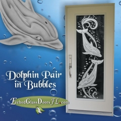 Dolphin-pair-in-bubbles-on-single-glass-door