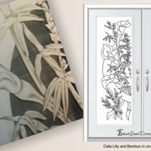 etched Calla Lilly and Bamboo with lineart
