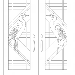Gwinner Diamond frosted glass door design with circles and egret