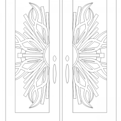 glass door etching with modern mediterranean design