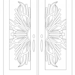 glass door etching with modern mediterranean design