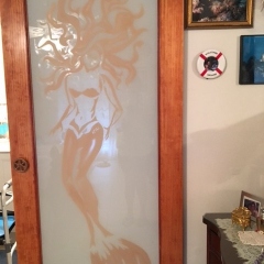 Mermaid-interior-door-on-frosted-glass-stained
