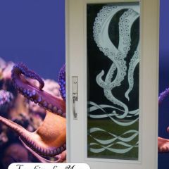 Octopus-with-waves-on-hurricane-Impact-glass-door