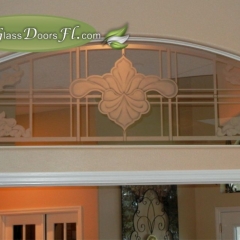 Etched Glass Transom over interior french doors