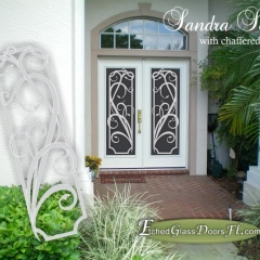 Sandra Scroll traditional etched glass front entry door