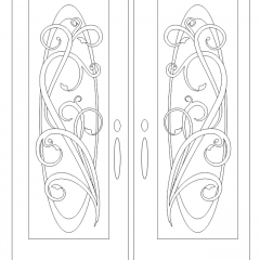 etched glass door design with Scrolls with Ovals