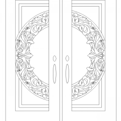 glass etching design with traditional scroll