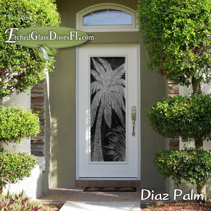 Tropical Etched Glass Doors - Etched Glass Doors Florida