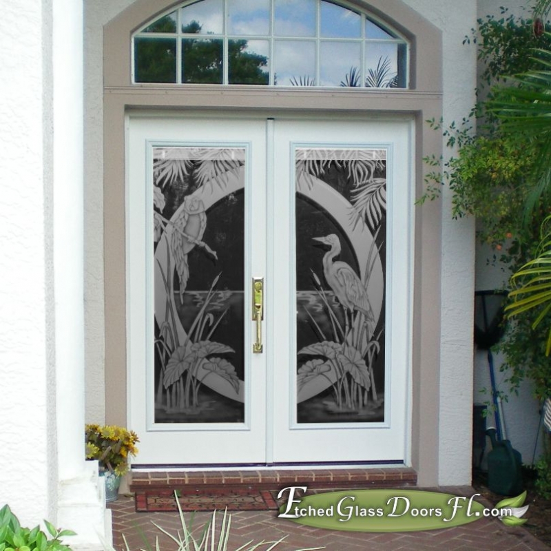 Tropical Etched Glass Doors - Etched Glass Doors Florida