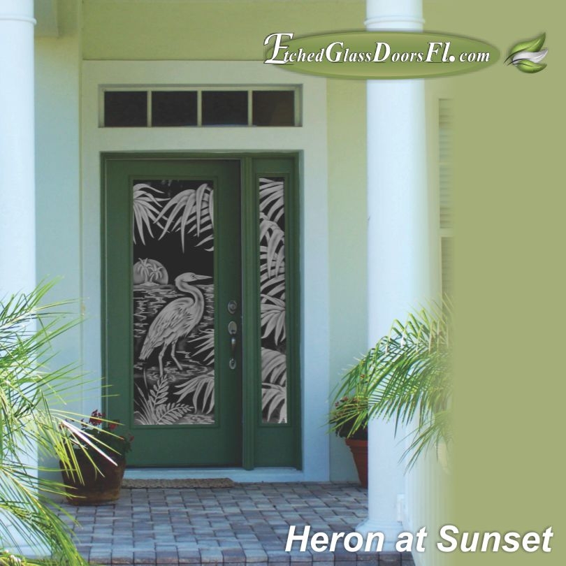 Tropical Etched Glass Doors - Etched Glass Doors Florida