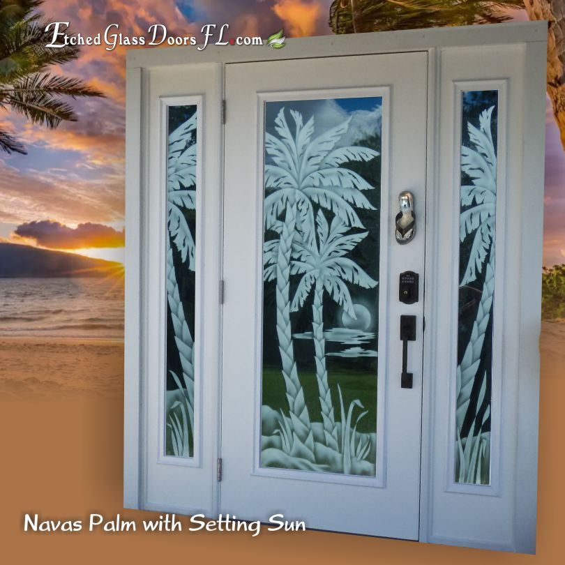 Tropical Etched Glass Doors Etched Glass Doors Florida