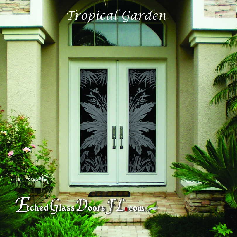 Tropical Etched Glass Doors Etched Glass Doors Florida