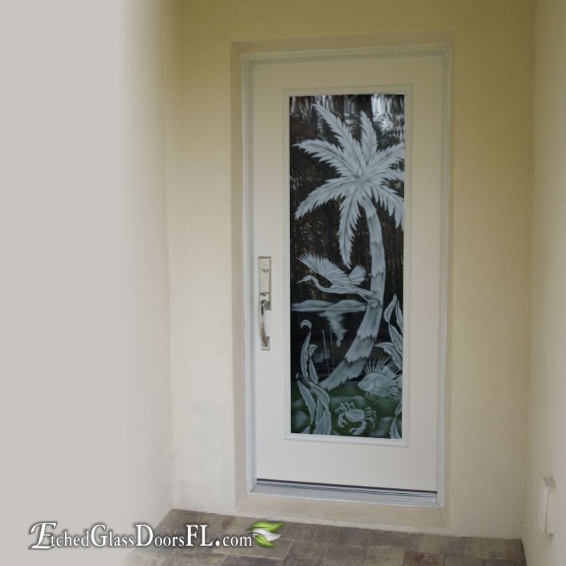 Tropical Etched Glass Doors - Etched Glass Doors Florida