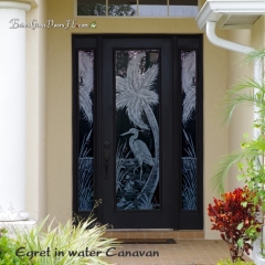 Egret-in-water-Canavan-single-door-with-double-sidelights