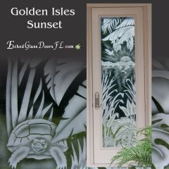 Golden-Isles-Sunset-Turtle-and-Egret-on-glass-door
