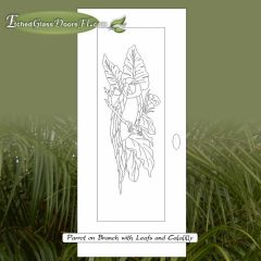 Parrot-on-branch-with-leafs-and-Callalilly