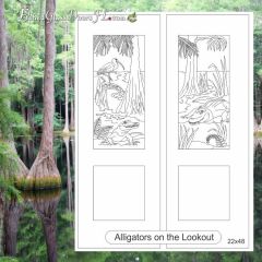 Alligators in swamp on glass door