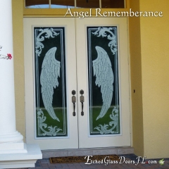 Angel wings on double entry doors
