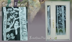 Entry door with forest trees and side windows