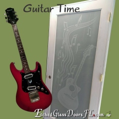 Guitar Music themed frosted door
