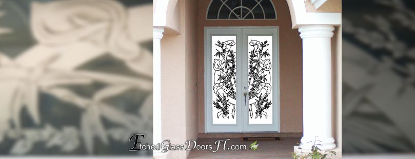 Floral sandblasted or etched glass projects