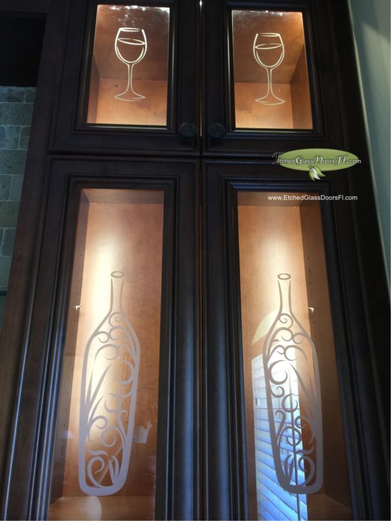 Etched Glass for Kitchen Cabinets - Etched Glass Doors Florida