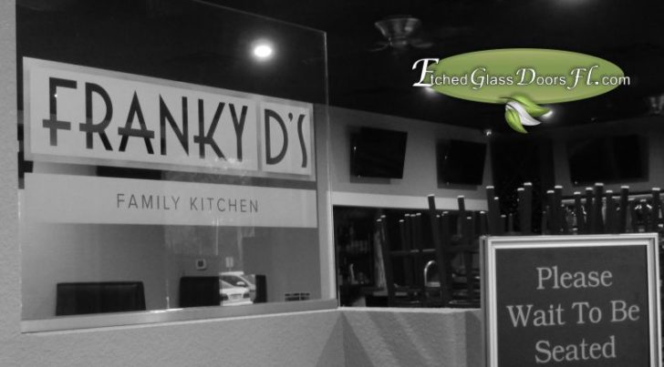 etched logo on glass for restaurant in Lutz Florida
