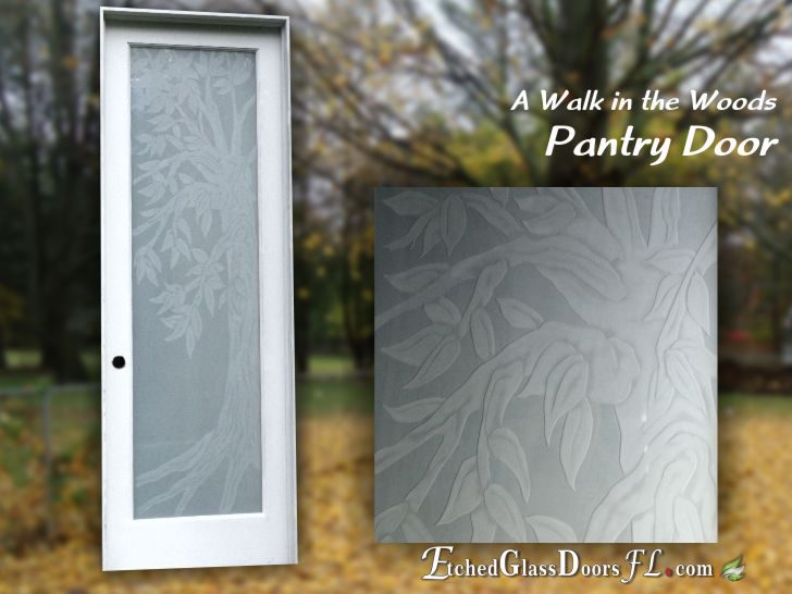Glass Pantry door with tree branches and leafs