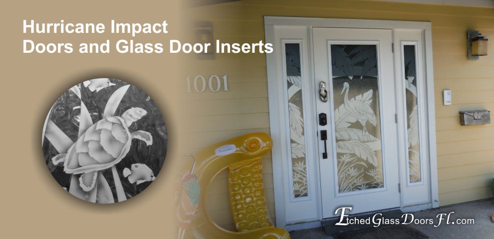 hurricane impact entry doors with palm design