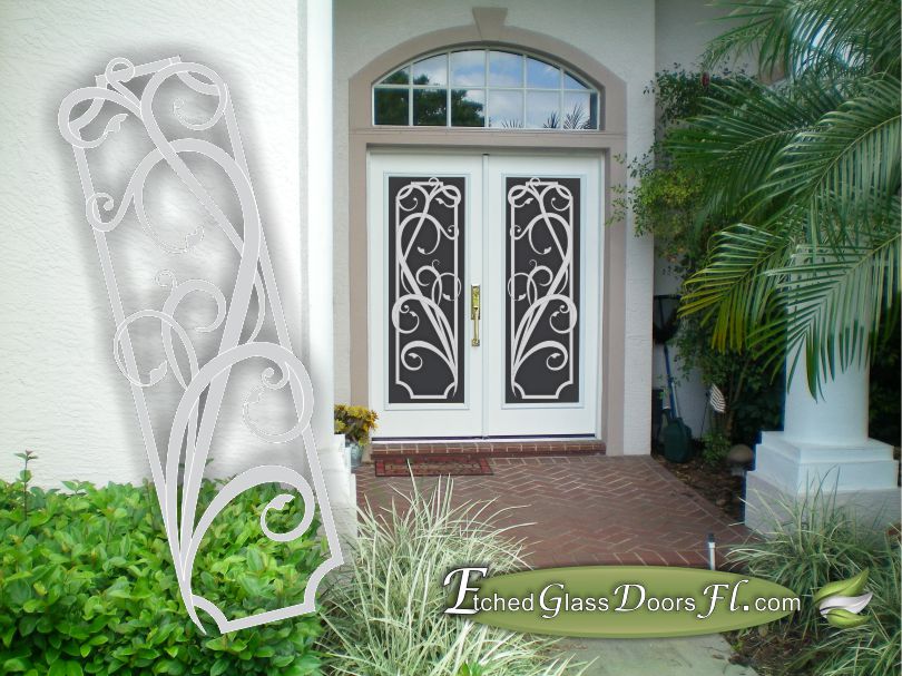 etched glass door inserts with traditional design