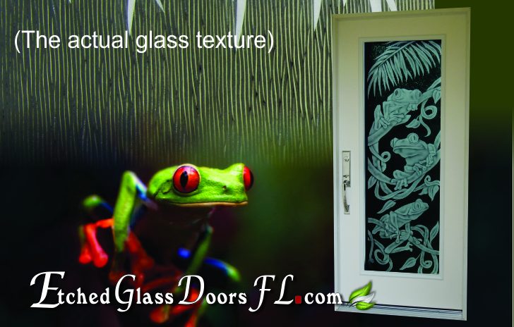frog design on hurricane glass door