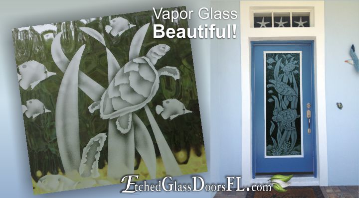 Turtles etched on Vapor Glass