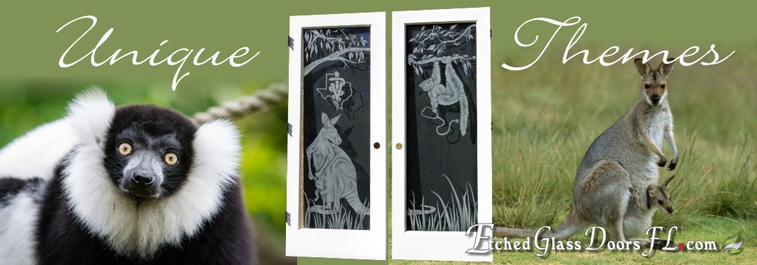 unusual designs on etched glass doors