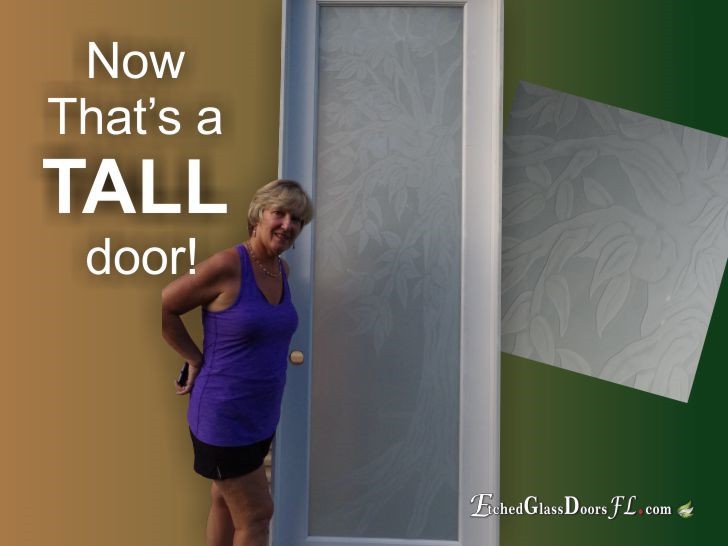 Pantry Door With Frosted Glass And Nature Theme Etched Glass